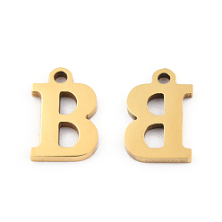 Letter B 201 encantos de acero inoxidable, alfabeto, letter.b, 9x6x1 mm, agujero: 1 mm