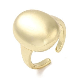 Chapado en Oro Real 18K Anillos de latón para puños abiertos, anillo ovalado de banda ancha para mujer, real 18 k chapado en oro, tamaño de EE. UU. 7 (17.3 mm), 2.5~17.5 mm