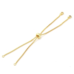 Golden Rack Plating Adjustable Brass Slider Bracelet Making, with Cubic Zirconia, Long-Lasting Plated, Lead Free & Cadmium Free, Fit for Connector Charms, Golden, Single Chain Length: about 12.5cm, Hole: 1mm