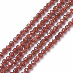 Goldstone Synthetic Goldstone Beads Strands, Faceted, Round, 3mm, Hole: 0.5mm, about 130~132pcs/strand, 15.16~15.59 inch(38.5~39.6cm)