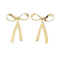 Real 18K Gold Plated Bowknot Rack Plating Brass Studs Earrings for Women, Long-Lasting Plated, Lead Free & Cadmium Free, Real 18K Gold Plated, 46x36mm