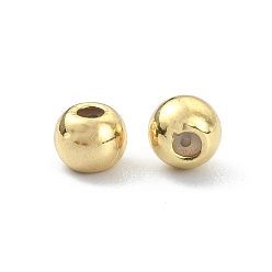 Real 18K Gold Plated Brass Beads, with Rubber Inside, Slider Beads, Stopper Beads, Round, Real 18K Gold Plated, 4x3mm, Hole: 0.7mm