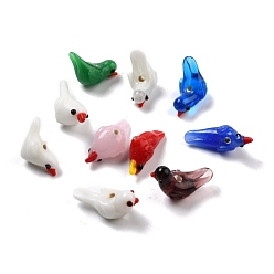 Mixed Color Handmade Lampwork Beads, Pigeon, Mixed Color, 21~25x9~13x10~12mm, Hole: 2~2.4mm