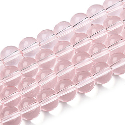 BrumosaRosa Cuentas de vidrio transparentes, rondo, rosa brumosa, 8~8.5 mm, agujero: 1.5 mm, sobre 51~53 unidades / cadena, 14.96 pulgada ~ 15.55 pulgada (38~39.7 cm)
