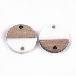 Blanco Eslabones de resina y madera de nogal, plano y redondo, blanco, 18x3.5 mm, agujero: 1.8 mm