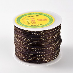 Coconut Brown Gold Line Round String Polyester Cords, Coconut Brown, 2mm, about 109.36 yards(100m)/roll