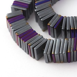 Purple Plated Electroplated Non-magnetic Synthetic Hematite Beads Strands, Half Plated, Square Heishi Beads, Thin Slice Beads, Purple Plated, 6x6x1mm, Hole: 0.8mm, about 381pcs/strand, 14.96 inch(38cm)