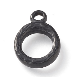 Electrophoresis Black 304 Stainless Steel Toggle Clasps Parts, Textured, Ring, Electrophoresis Black, 16x12x2mm, Hole: 2mm