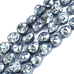 Light Sea Green ABS Plastic Imitation Pearl Beads Strands, AB Color Plated, Nuggets, Light Sea Green, 12.5~13x10.5x6mm, Hole: 0.6mm, about 42pcs/strand, 14.96 inch~15.35 inch(38~39cm)