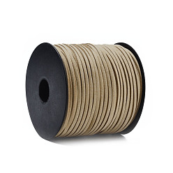 Color Canela Cordón de gamuza sintética ecológico, encaje de imitación de gamuza, bronceado, 3.0x1.4 mm, aproximadamente 98.42 yardas (90 m) / rollo
