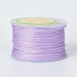 Lilas Câblés en polyester rondes, cordes de milan / cordes torsadées, lilas, 1.5~2 mm, 50 yards / rouleau (150 pieds / rouleau)
