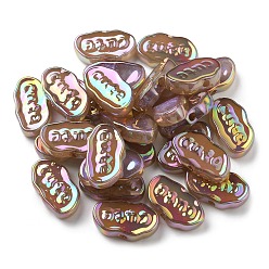 Brun Placage uv perles acryliques lumineuses, iridescent, nuage, brun, 15x26x6mm, Trou: 2.6mm