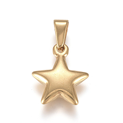 Oro 304 encantos de acero inoxidable, estrella, dorado, 18x14.8x4.1 mm, agujero: 3x6.8 mm