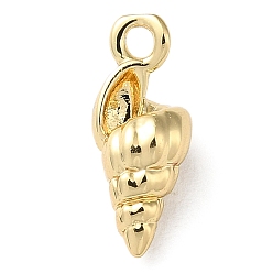 Shell Shape Brass Pendant, Marine Animal Charm, Golden, Conch, 12x5x4.5mm, Hole: 1.2mm