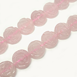 Cuarzo Rosa Natural aumentó de perlas de cuarzo hebras, rosa, 14x6 mm, agujero: 1.2 mm, sobre 28 unidades / cadena, 15.16'' (38.5 cm)