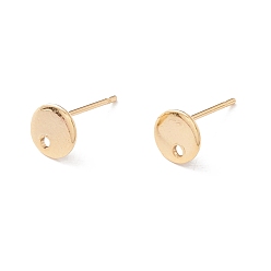 Real 24K Gold Plated 201 Stainless Steel Stud Earring Findings, with 316 Surgical Stainless Steel Pins and Hole, Flat Round, Real 24K Gold Plated, 6mm, Hole: 1.2mm, Pin: 0.7mm