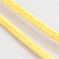 Light Khaki Macrame Rattail Chinese Knot Making Cords Round Nylon Braided String Threads, Satin Cord, Light Khaki, 2mm, about 10.93 yards(10m)/roll