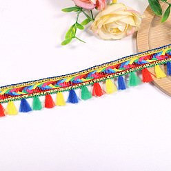 Colorful 50 Yards Rainbow Color Polyester Fringe Ribbon, Tassel Ribbon, Colorful, 1 inch(25mm)