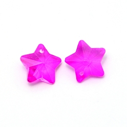 Magenta Transparent Glass Pendants, Faceted, Star Charms, Magenta, 13x13.5x7mm, Hole: 1mm