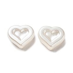 White ABS Plastic Imitation Pearl Beads, Heart, White, 12.5x15x5mm, Hole: 1.6mm, about 750pcs/500g