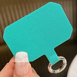 Turquoise Cloth Mobile Phone Lanyard Patch, with Metal Clasp, Phone Strap Connector Replacement Part Tether Tab for Cell Phone Safety, Turquoise, 5.8x3.9cm