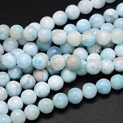 Larimar Brins de perles rondes en larimar naturel, Grade a, 6mm, trou: 0.8 m, Environ 65 pcs/chapelet, 16 pouce