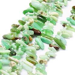 Opale Verte Naturel, vert opale brins de perles, nuggets, 9.5~30x4.5~7.5x1.5~5mm, Trou: 0.8mm, Environ 80 pcs/chapelet, 15.75 pouce (40 cm)