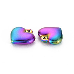 Rainbow Color Pendentifs en acier inoxydable, cœur, couleur arc en ciel, 201mm, Trou: 16.5x16x5mm