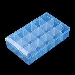 Озёрно--синий Пластмассовый шарик контейнеры, регулируемая коробка делителей, съемные отсеки 15, прямоугольные, Плут синий, 27.5x16.5x5.7 см