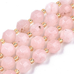 Pink Brins de perles de dolomite naturelles, facette, teint, ronde, rose, 8x8mm, Trou: 1.2mm, Environ 33 pcs/chapelet, 15.16 pouces~15.35 pouces (38.5cm~39cm)