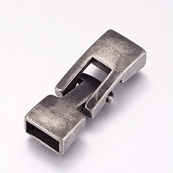 Antique Silver 304 Stainless Steel Snap Lock Clasps, Antique Silver, 13x36x7mm, Hole: 4x10.5mm
