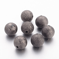 Черный Цвет Металла Латунные текстурированные бусины, без никеля , круглые, металлический черный , Размер : диаметром около 12 мм , отверстие : 1.8 мм