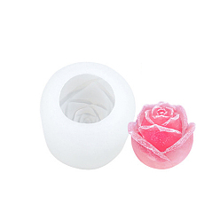 White Rose Flower Shape DIY Candle Silicone Molds, for Scented Candle Making, White, 4.8x4.1cm