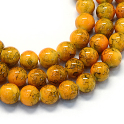 Orange Baking Painted Glass Round Bead Strands, Orange, 8.5~9mm, Hole: 1.5mm, about 105pcs/strand, 31.8 inch