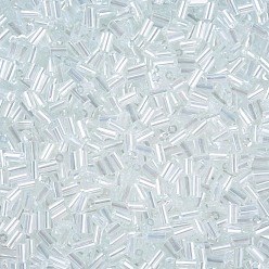 Clear Transparent Colours Luster Glass Bugle Beads, Round Hole, Clear, 3~8x2mm, Hole: 0.7mm, about 450g/pound