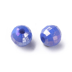 Royal Blue Opaque Acrylic Beads, AB Color Plated, Faceted, Round, Royal Blue, 6x5.5mm, Hole: 1.5mm, about 4800pcs/500g