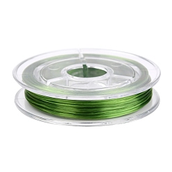 Green Flat Japanese Crystal Elastic Stretch Thread, for Bracelets Gemstone Jewelry Making Beading Craft, Green, 0.38mm, about 10.93 yards(10m)/roll
