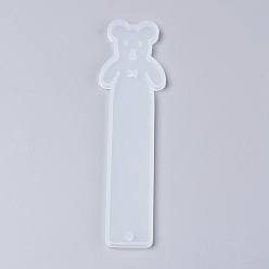 White Silicone Bookmark Molds, Resin Casting Molds, Bear, White, 142x38x4.5mm, Inner Diameter: 138x35mm