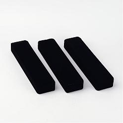 Noir Boîtes de collier de velours rectangle, boîtes à bijoux, noir, environ5.5 cm de large, 24 cm de long, 2.8 cm de haut