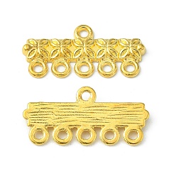 Golden Tibetan Style Alloy Rectangle Links, 5-Strand Reducer Connector, Lead Free and Cadmium Free, Golden, 12mm wide, 25mm long, hole: 1.5mm