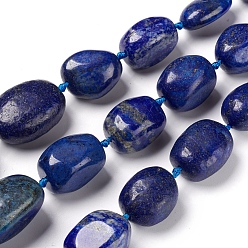 Lapis Lazuli Natural Lapis Lazuli Beads Strands, Tumbled Stone, Graduated Beads Strands, Tumbled Stone, Nuggets, 13~34x9.5~21.5x8~20mm, Hole: 1.5mm, about 18pcs/strand, 15.75 inch(40cm)