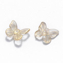 Clear Transparent Spray Painted Glass Charms, with Glitter Powder, Butterfly, Clear, 9.5x11x3mm, Hole: 0.8mm