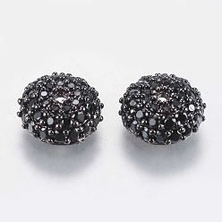Bronze Laiton micro pavé capuchon de perles de zircon cubique, apetalous, gris anthracite, 8x3mm, Trou: 0.8mm