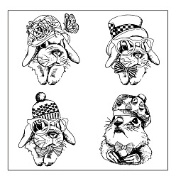 Rabbit Easter Themed Silicone Clear Stamps, for DIY Scrapbooking, Photo Album Decorative, Cards Making, Rabbit Pattern, 130x130mm
