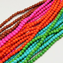 Mixed Color Synthetic Turquoise Beads Strands, Dyed, Round, Mixed Color, 10mm, Hole: 1mm, about 800pcs/1000g
