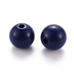 Bleu De Prusse Perles acryliques opaques, ronde, null, 10x9mm, Trou: 2mm, environ940 pcs / 500 g