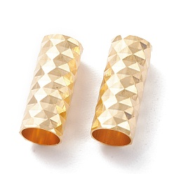 Real 24K Gold Plated Brass Tube Beads, Tube, Faceted, Long-Lasting Plated, Real 24K Gold Plated, 14x6mm, Hole: 5mm