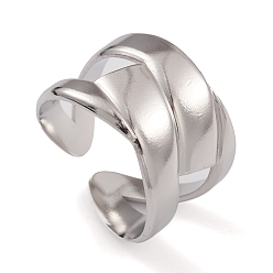 Stainless Steel Color 304 Stainless Steel Cuff Rings, Hollow Out Wide Band Ring for Women, Stainless Steel Color, 14.5mm, Inner Diameter: 17.4mm