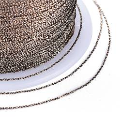 Café Fil métallique tressé en polyester, pour la fabrication de bracelets tressés et la broderie, café, 0.4mm, 6, environ 54.68 yards (50m)/rouleau