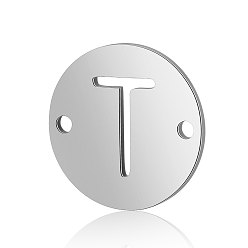 Letter T Conectores de enlaces de acero de titanio, plano y redondo con la letra, color acero inoxidable, letter.t, 12x0.8 mm, agujero: 0.8 mm